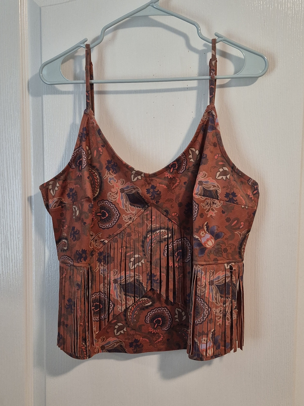 Idyllwind Fringe Paisley Cami Top - Rust